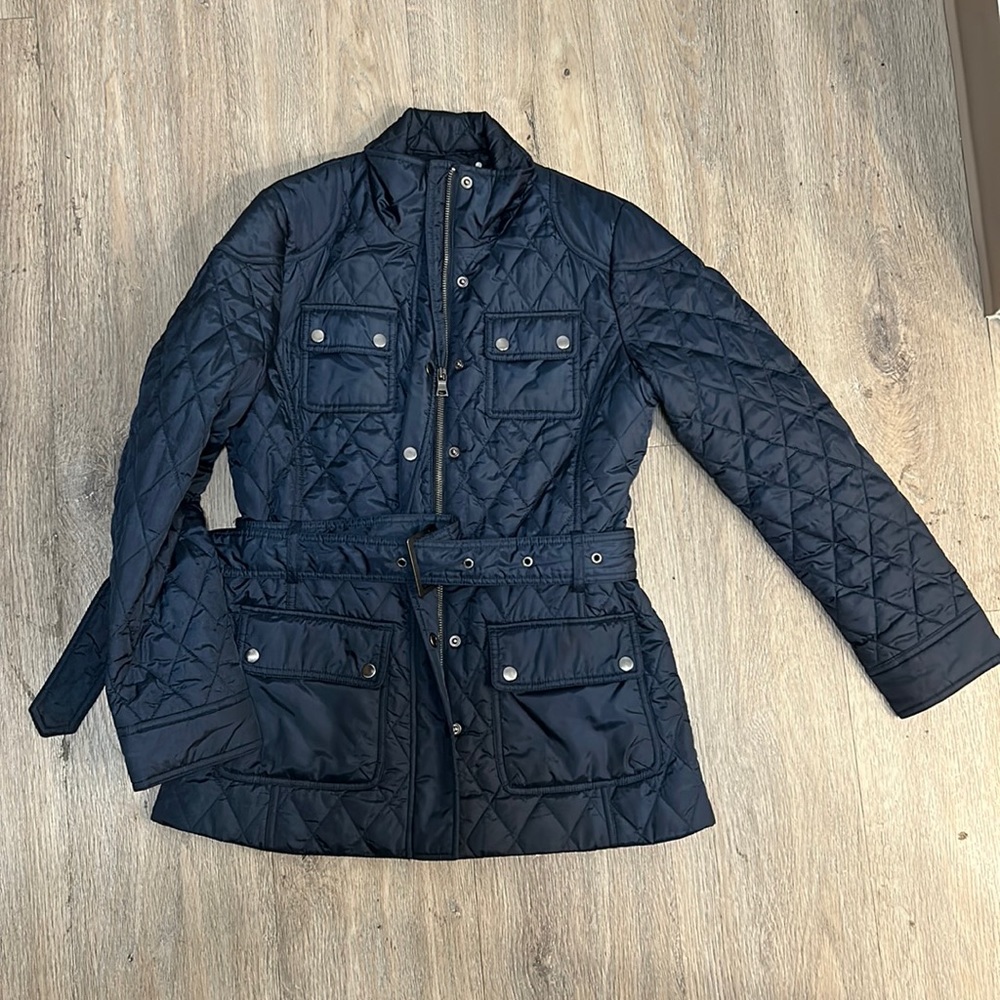 Petite Medium Banana Republic Quilted Coat with belt